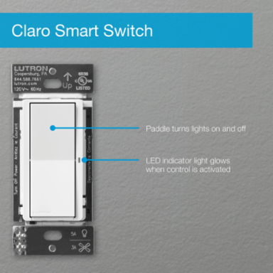 Claro Smart Switch Gray, 4.69 x 2.94 Inch, 5A LED/600W Incandescent, Wireless