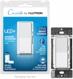 Diva Smart Dimmer Switch, 150W LED/600W Incandescent, White Finish, Wireless