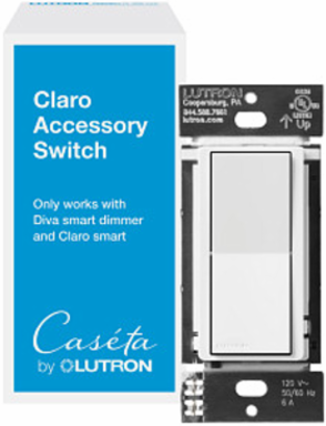 Claro Smart Accessory Switch, only for use with Diva Smart Dimmer Switch/Claro Smart Switch (DVRF-AS-WH)