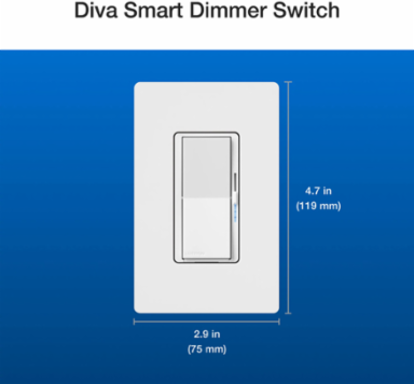 Diva Smart Dimmer & Pico Paddle Remote, 150W LED & 600W Incandescent, Wireless