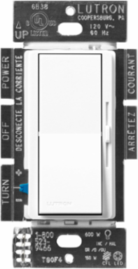 Diva Dimmer Switch, 150W LED/CFL, 600W Incandescent, Paddle Switch, Brilliant White