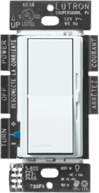 Diva LED+ Dimmer Switch, 150W LED/CFL & 600W Incandescent, Paddle Switch, Glacier White