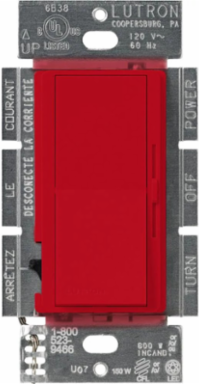 Diva Dimmer Switch 150W LED/CFL, 600W Incandescent, Paddle Switch, Signal Red