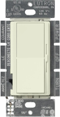 Diva Dimmer Switch for 250W CFL/LED, Paddle Switch, Biscuit Finish