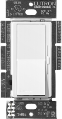 Snow Dimmer Switch, 120V, 3-Way, Paddle, 960W, Plastic/Metal, 4.69 x 2.94 Inch