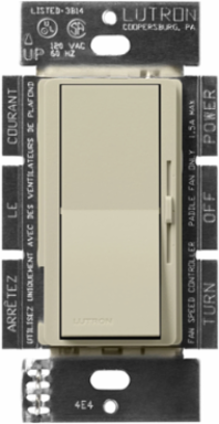 Diva 1.5A 3-Way 3-Speed Fan Control Switch, Clay Finish, 4.69 x 2.94 Inch