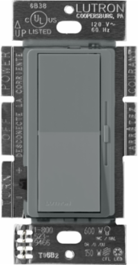 Diva Dimmer 800W 3-Way Satin Finish, Slate Color, Metal/Plastic, 4.69 x 2.94 Inch