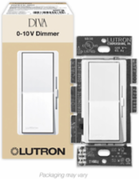 Diva 0-10V Dimmer Switch, 3-Way/Single-Pole, 8A, Plastic/Metal, White