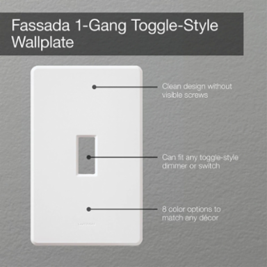 Fassada 1-Gang Wall Plate, 4.60 x 2.86 Inch, Gloss Ivory Finish, Durable Plastic