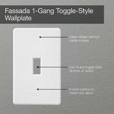 Fassada 1-Gang Wallplate, Gloss White, 4.60 x 2.86 Inch