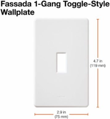 Fassada 1-Gang Wallplate, Gloss White, 4.60 x 2.86 Inch