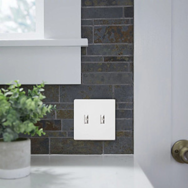 Fassada 2-Gang Wall Plate, Gloss Almond, 4.6 x 4.67 Inch Size