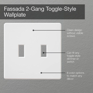 Fassada 2-Gang Wall Plate, Gloss Almond, 4.6 x 4.67 Inch Size