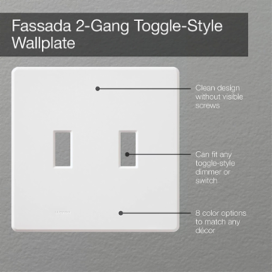 Fassada 2-Gang Wall Plate, Gloss Ivory, 4.6 x 4.67 Inch