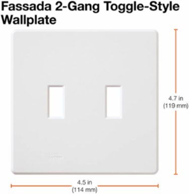 Fassada Gloss Light Almond 2-Gang Wall Plate, Plastic, 4.6 x 4.67 Inch