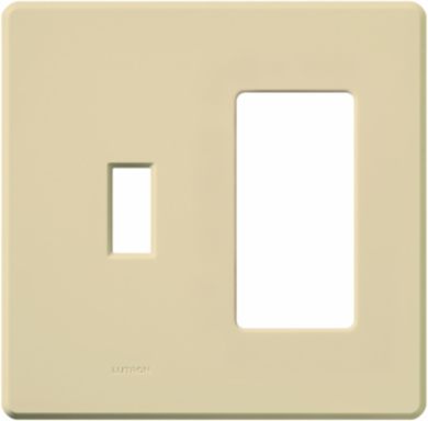 Fassada 2-Gang Combo Wall Plate, Gloss Ivory, Surface Mount, 4.6 x 4.67 Inch