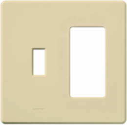 Fassada 2-Gang Combo Wall Plate, Gloss Ivory, Surface Mount, 4.6 x 4.67 Inch