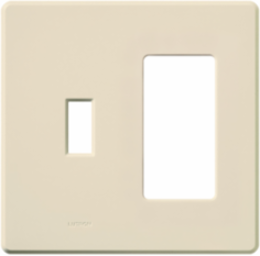 Fassada 2-Gang Combo Wallplate, 4.6 x 4.67 Inch, Light Almond, Gloss Finish