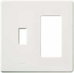 Fassada 2-Gang Wall Plate, White, Gloss Finish, 4.6 Inch x 4.67 Inch