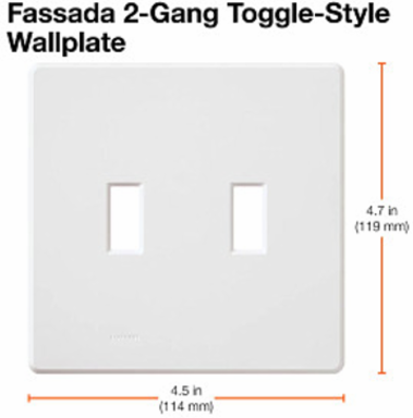 Fassada 2-Gang Gloss White Wall Plate, 4.6 x 4.67 Inch, Plastic Construction
