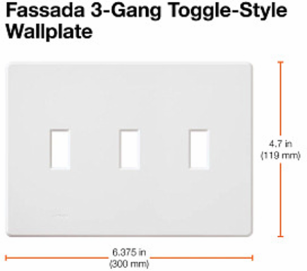 Fassada 3-Gang Wall Plate, Glossy White, 4.6 x 6.48 Inch