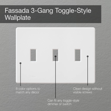 Fassada 3-Gang Wall Plate, Glossy White, 4.6 x 6.48 Inch