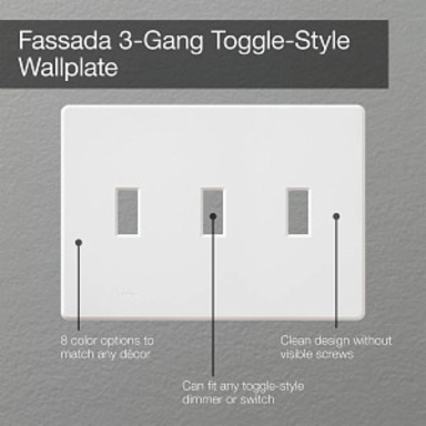 Fassada 3-Gang Wall Plate, Glossy White, 4.6 x 6.48 Inch