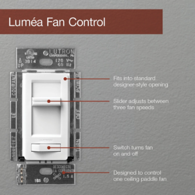 Lumea 1.5A Quiet Fan Speed Control, 3-Speed, 120V, Gloss White