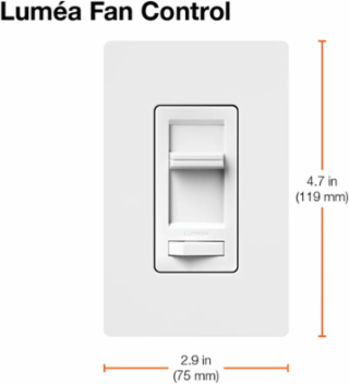 Lumea 1.5A Quiet Fan Speed Control, 3-Speed, 120V, Gloss White