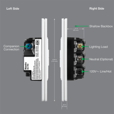 Maestro PRO Dimmer Switch, 600W for LED/CFL/Incandescent, 1-Pole, Neutral Optional