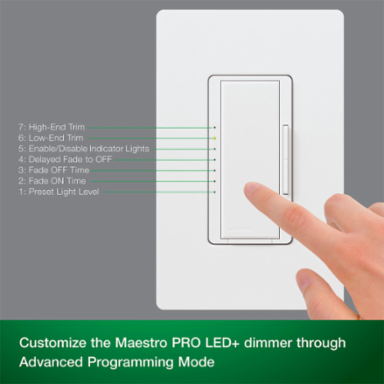 Maestro PRO LED Dimmer Switch, 600W Incandescent/LED, 4.69 x 2.94 Inch, White