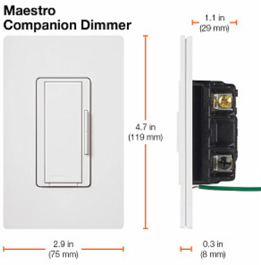 Maestro Companion Dimmer Almond, Gloss Finish, 120V