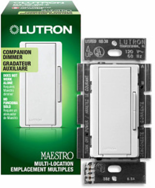 Maestro Companion Dimmer for Multi-Location Use, 120V, Gloss White