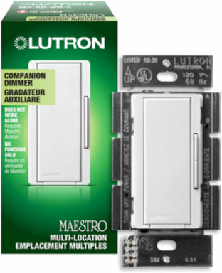 Maestro Companion Dimmer for Multi-Location Use, 120V, Gloss White