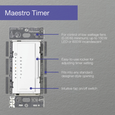Maestro Countdown Timer Switch with Neutral, 600W Rating, 5-60 Min Timing