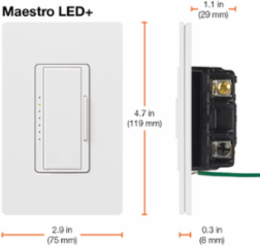 Maestro LED+ Dimmer Switch 150W for LED/CFL, 600W Incandescent, 4.69 x 2.94 Inch