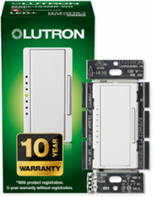 Maestro LED+ Dimmer Switch 150W/600W for LED/CFL/Incandescent, Snow Finish