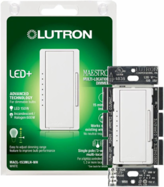 Maestro LED+ Dimmer Switch 150W LED/CFL, 600W Incandescent, White