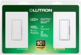 Maestro LED+ Remote Dimmer Kit, 150W LED/CFL & 600W Incandescent, White