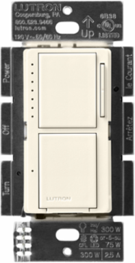 Maestro LED+ Dual Dimmer/Switch, 75W LED, 2.5A Fan Control, Satin Biscuit Finish