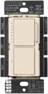 Maestro LED+ Dual Dimmer/Switch 75W, 2.5A, Gloss Finish, Light Almond