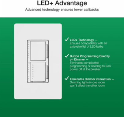 LED+ Dual Dimmer & Timer, 75W LED, 2.5A Fan, Satin Biscuit Finish