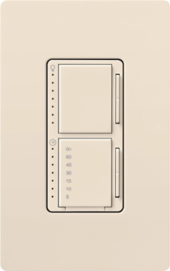 Maestro LED+ Dual Dimmer & Timer, 75W LED, 2.5A Timer, Light Almond