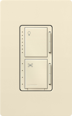 Maestro LED+ Dimmer & 4-Speed Fan Control, 75W LED/250W Incandescent, Almond