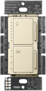 Maestro LED+ Dimmer & 4-Speed Fan Control, 75W LED/250W Incandescent, Almond