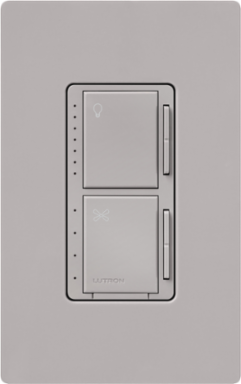 Maestro Dual LED+ Dimmer & 4-Speed Fan Control - 75W, 1.5A, Gray, Gloss Finish