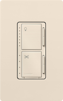 Maestro Dual LED+ Dimmer & 4-Speed Fan Control, 120V/75W, Light Almond