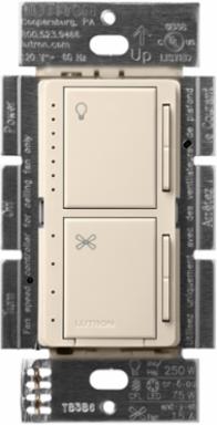 Maestro Dual LED+ Dimmer & 4-Speed Fan Control, 120V/75W, Light Almond