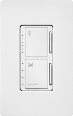 Maestro Dual LED+ Dimmer & 4-Speed Fan Control, 1.5A, Satin Finish, Snow