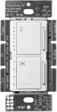 Maestro Dual LED+ Dimmer & 4-Speed Fan Control, 1.5A, Satin Finish, Snow